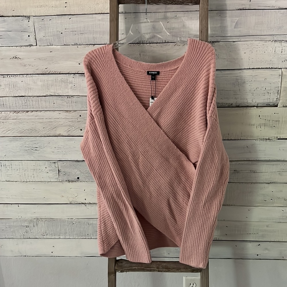 Pink Front Cross Sweater BNWT